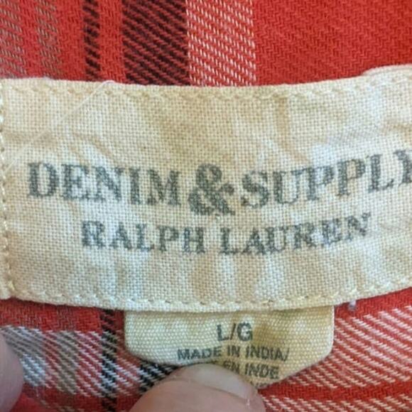 Denim & Supply Ralph Lauren Plaid Lightweight High/Low Button Down Shirt, Large - Picture 8 of 8